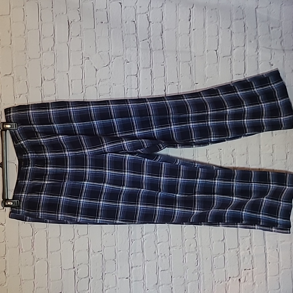 Men's Banana Republic size Large Blue Plaid Flannel Sleep Pants Pockets